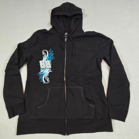 NASCAR Dale Jr Long Sleeve Hooded Decal Zipper Sweatshirt w/Pockets Women's XL - Picture 1 of 11